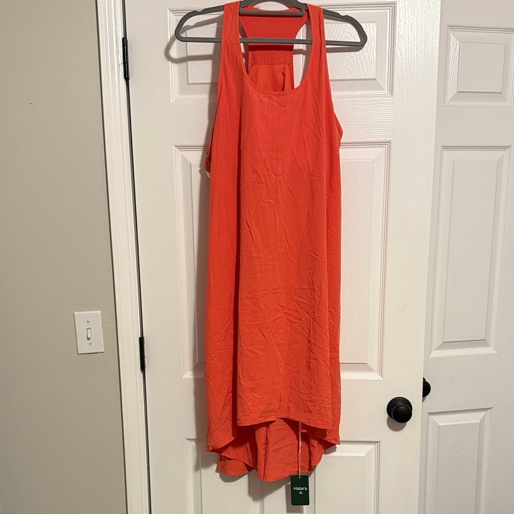HALARA Coral Racerback High-Low Tank Dress